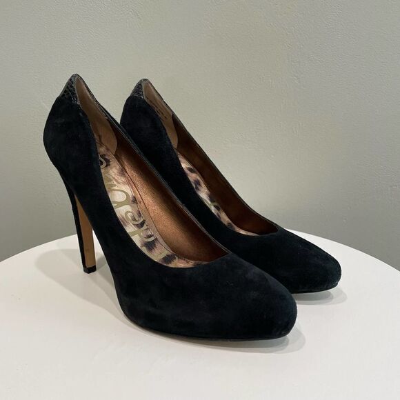 Sam Edelman Yasmine Black Suede Heels - Size: 7.5 - Picture 1 of 14